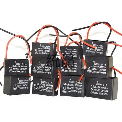 CBB61 electric fan ceiling fan starting capacitor 1/1.2/1.5/1.8/2.5UF/3/3.5/4/5UF/6UF/7UF/8UF/10UF/12UF/15UF/16UF/18UF/20UF 450V