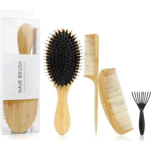 Wooden Bamboo Air Cushion Massage Comb Wide Tooth Double Head Flat Comb Pointed Tail Comb Professional Hair Salon Styling Comb