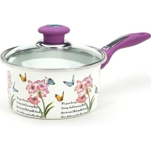 Enamel Single Handle Milk Pot Baby Cooking Noodle Food Pot 18CM Small Soup Pot Induction Cooker Gas Universal 4