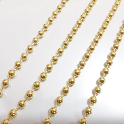 Lot 5pcs in bulk stianless steel gold fashion beads beaded Chain necklace 3mm 18-32'' women mens jewelry