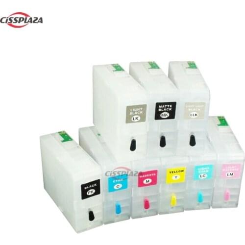 CISSPLAZA 9pk T5801 -T5809 80ml Refillable Ink cartridges For Epson Stylus pro 3800 pro 3800C pro3800 with chips sensor 9 colors