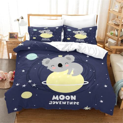 Koala Cartoon Bedding Sets 2/3 Pcs For Kids Bedclothes Cute Comforter Bedroom Animals Quilt CoverDuvet Cover Sets
