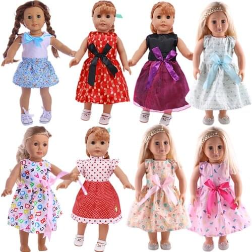 Doll Dress Polka Dot Print Skirt Discount Fit 18 Inch American Womans Clothes &Girl Doll 43 Cm New Born Baby Doll Accessories