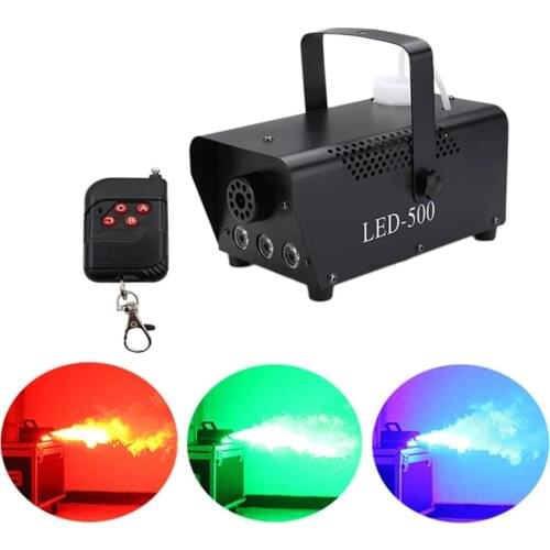 Disco Colorful Smoke Machine Mini LED 500W Remote Fogger For Wedding Birthday Party Christmas DJ Stage Light Fog Machine