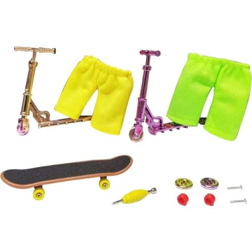 Mini Skateboard Finger Scooter Toy Skateboard And Pants Set Educational Alloy Finger Toy Spare Board Wheel Fun Toys