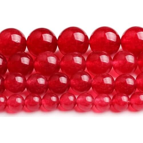 Natural Stone Red Jades 4 6 8 10 12 MM Chalcedony Beads DIY Loose beads For Jewelry Making 15 inches