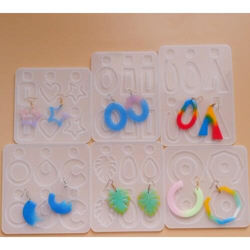 NOT AS LONG diy Crystal Epoxy Earrings Ear Pendant Mould Geometry Collection Mould Resin Making Handmade Resin Mould Jewelry