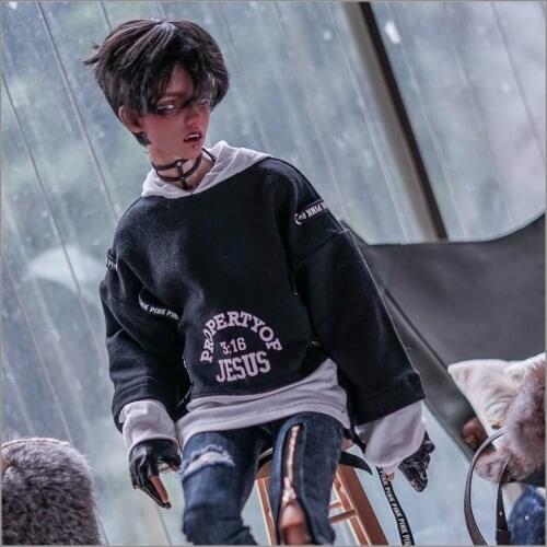 New BJD street style teenager DD sd fake two-piece t-shirt sweater jacket 1/3 1/4 msd uncle popo68 doll clothes