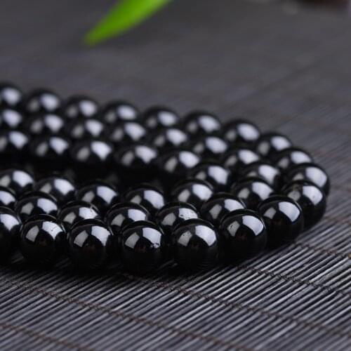 Wholesale A AB+ High Quality Gemstone Polished Natural Loose Round Black Tourmaline Beads for Jewelry Making