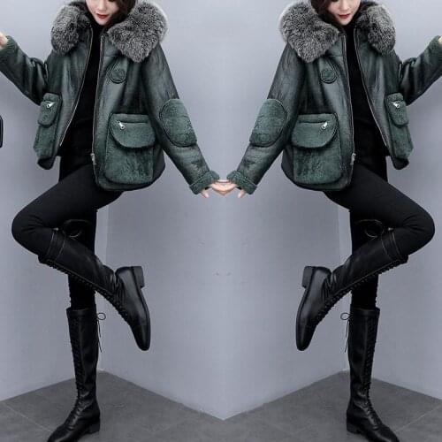 Winter Coats Women Thick Imitation Leather Fur Short Length Coat Fur Lining Leather Jacket Warm Outerwear casaco feminino