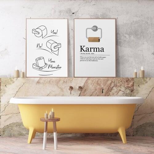 Bathroom Print Poster Toilet Paper Roll Fun Funny Canvas Prints And Poster Cute Art for Painting Wall Picture Toilet WC Decor