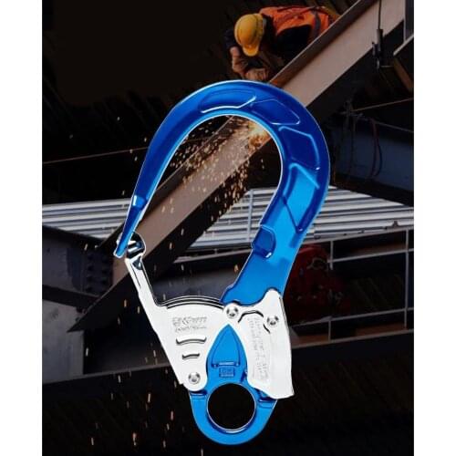 23KN Rock Tree Climbing Scaffold Spring Lock Snap Clip Fall Protection Hook Safety Lanyard Harness Outdoor Gear Equipment