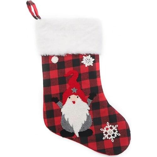 Santa Claus Pattern Christmas Stocking Cute Fabric Exquisite Multi-use Stocking Decor for Home