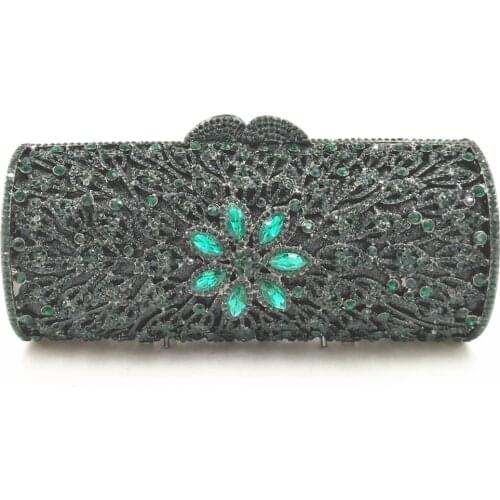 Silver Metal Black Crystal Evening Clutch Bags Rhinestone Handbag Women Purse Luxury Ladies Party Banquet Day Clutches Bag