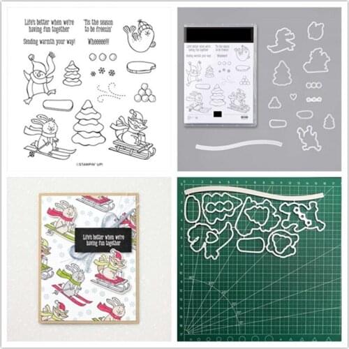 Skiing Metal Cutting Dies and Stamps Stencils For DIY Scrapbooking Photo Album Decor Die Cut Embossing Paper Card Making
