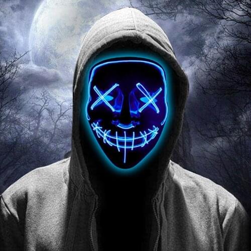 Scary Halloween Cosplay LED Power Mask Face Light Up Masquerade Decor 4 Colors Select Mask Flashing LED Mask Party New year 2021