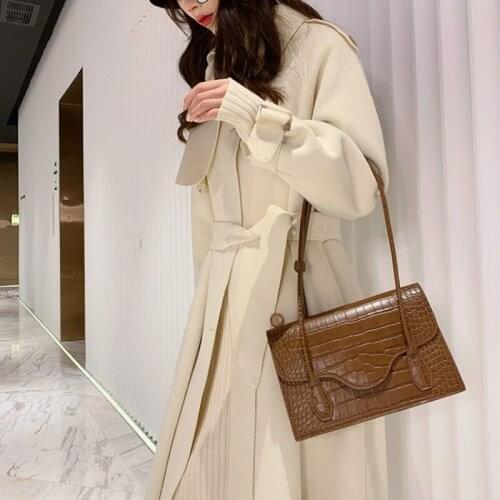 Pattern Bags Vintage Crocodile Women Brand Ladies PU Leather Handbag Elegant OL Black/Brown Shoulder Tote Bags Handtassen Dames