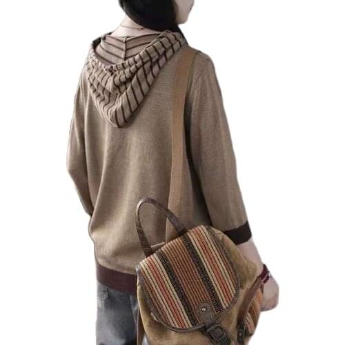 Spring Autumn Vintage Fashion Korean Hooded Sweater Women Pullover Cartoon Sweater Knitwear Loose Casual Ladies Top TT0013