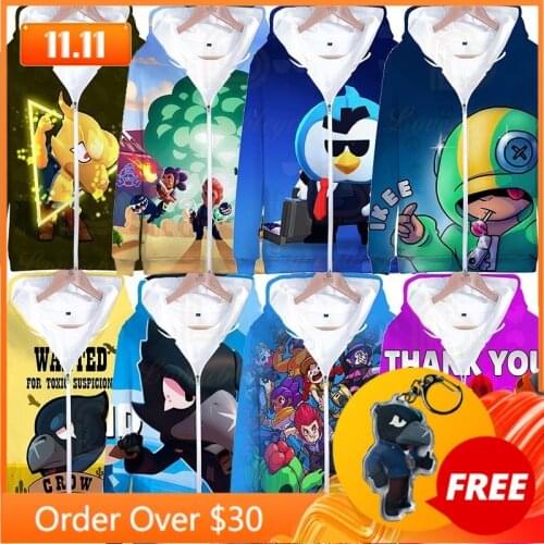 Leon Crow Browling Star,s 3 To 14 Years Kids Boys Girls 3D Game Heroes Hoodie Cartoon Browlers Kids Hoodie Birthday Gift