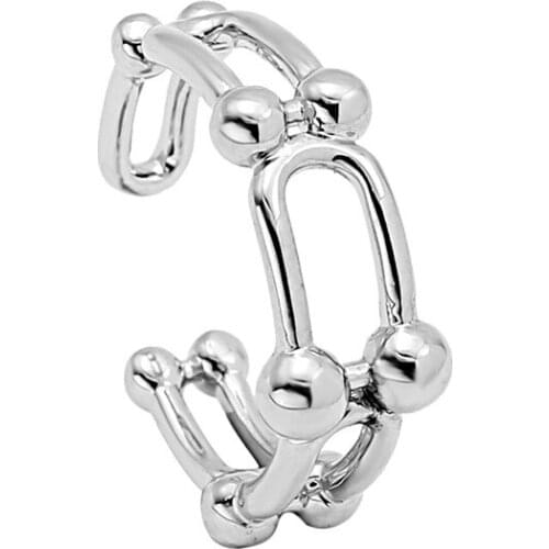 Yungqi Gothic Horseshoe U Shape Adjustable Rings for Women Men Punk Horseshoe Chain Connect Jewelry Party Ring Anillos Mujer