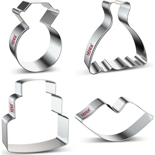 ZADE Valentine Princess Dress Cookie Cutters For Biscuit Fondant Wedding Cookie Cutter - Stainless Steel