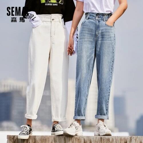 SEMIR Jeans Women 2021 Spring New High Waist Slim Waist Bud Pants Tapered Pants White Pants Korean Version