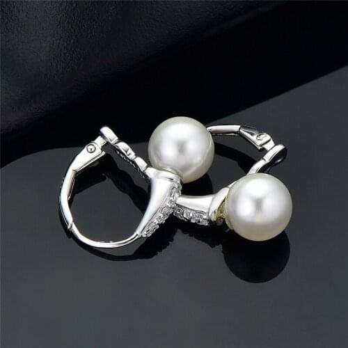 DY 925 Sterling Silver Earring Round Fresh Water Pear With Cubic Zirconia Dignified Elegant Hoop Earring For Women Fine Jewelry