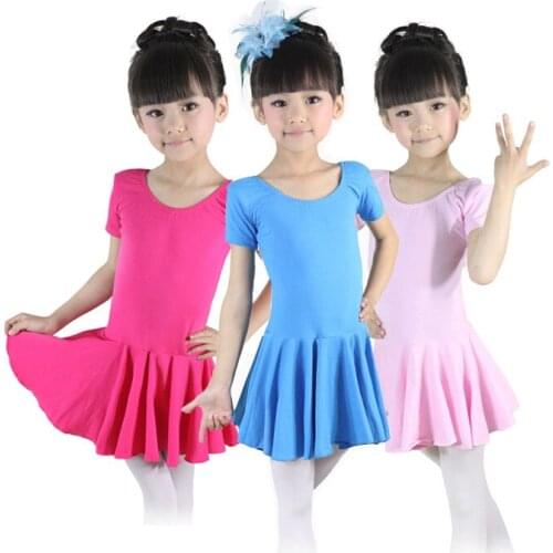 3 Color Cotton Ballet Leotards Short Sleeve Kid Children Ballet Tutu Girls Round-neck Tutu Dress Dance Ballet Dance Dress