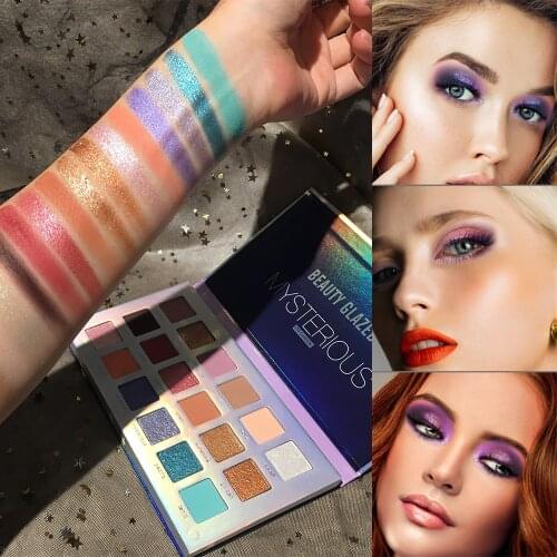Beauty Glazed 18 Colors Glitter Shimmer Highlight Long Lasting Eye Shadow Palette Matte Pearlescent Eyes Makeup Eyeshadow TSLM1