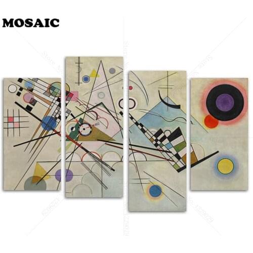 Diamond Embroidery Wassily Kandinsky,4 pcs Diamond Painting,3d picture,Full Cross Stitch Diamond Mosaic New year gift