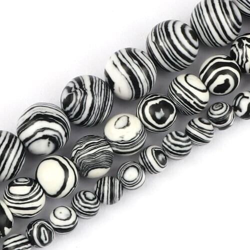 New 4 6 8MM Malachite Natural Stone Beads Wholesale Black Stripes Round Loose Spacer Beads for DIY Jewelry Bracelet Making Part