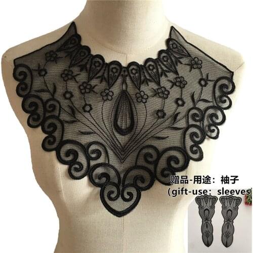 Black Organza Collar Fabric Venice Lace Sewing Applique DIY Craft Lace Neckline Decoration Clothing Accessories Scrapbooking