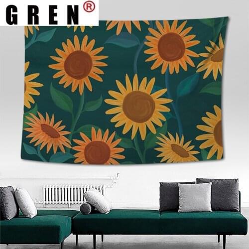 GREN Plant Flower Boho Mandala Tapestry Wall Hanging Covering Rugs Background Cloth Beach Mat Blanket Art Bedroom Dorm Home Deco
