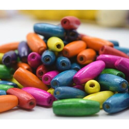 23*8mm 50 pcs/lot DIY Cheap Hot Fashion Beads Handmade Colored Natural Wood Beads For Bracelet Necklace Jewelry Making DIY