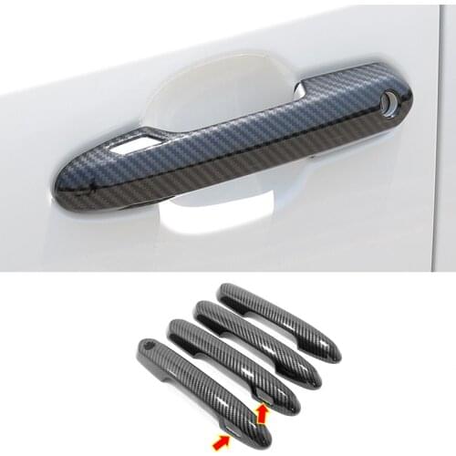 For Toyota Highlander 2020 2021 ABS Carbon Fiber Car Door Protector Handle Decoration Cover Trim Car Accessories