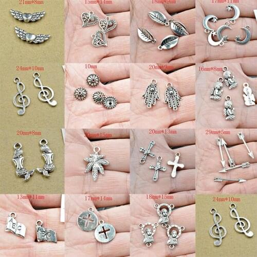 FLTMRH 10PCS 18*14mm New Arrival Anchor & Rudder Shape Metal Charms Antique Silver Plated Size Zinc Alloy Pendant Jewelry Fin