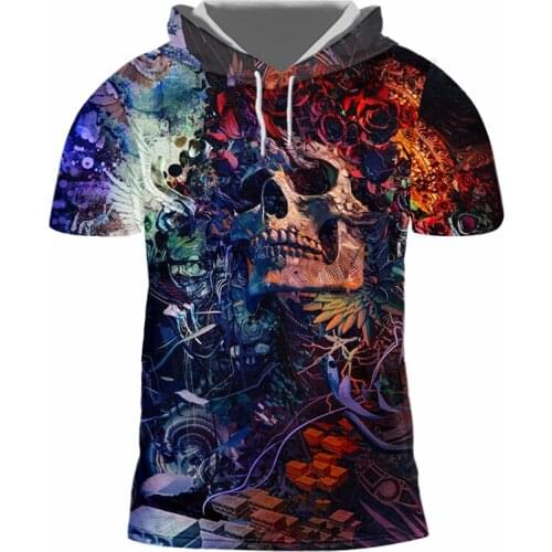IFPD America Size Summer 3D Printed Hooded T Shirt Mens Skull Short Sleeve Shirt Casual Breathable Funny Shirts Wholesale