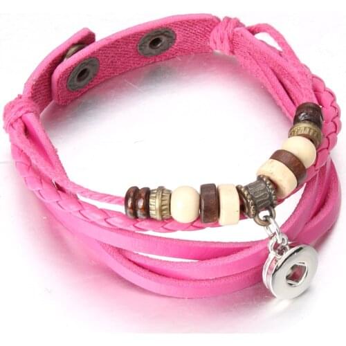 Hot Sale Snap Button Bracelet Bangle Snap Leather Bracelet Retro Handmade Braided Leather Bracelet fit 12mm Snap buttons jewelry