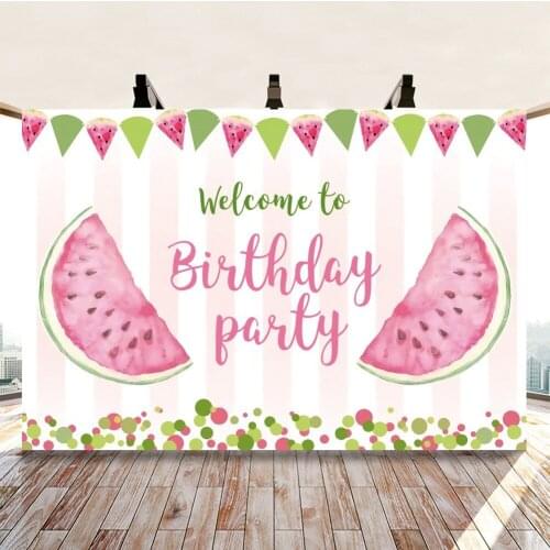 Watermelon Fruit Bunting Backdrops Artistic Photos Background Decorations for Girls Birthday Party Photography Props