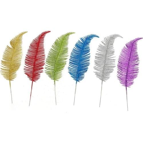 10Pcs Artificial Flashing Leaves Christmas Ornament Plastic Leaf Decoration Christmas Tree Artificial Plants New Year Decoration