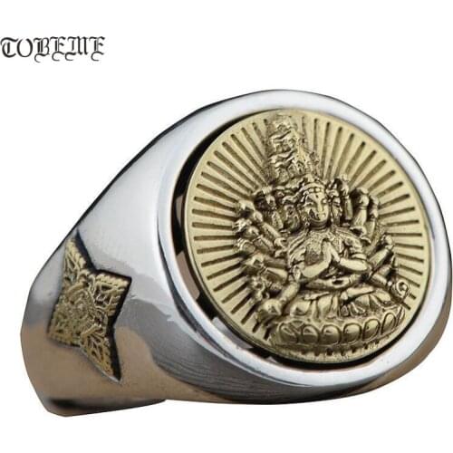Solid 925 Silver Buddha Rings Vintage 925 Sterling Silver Buddha Man Rings Birthday Buddha Rings Good Luck