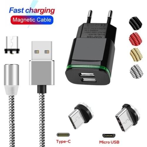 Magnetic Micro USB Cable For Meizu m8 15 lite Nokia 7.2 6.2 X6 Redmi note 9s 8 pro 7 6 7a 3s 2 USB C LED EU Phone Charger Magnet