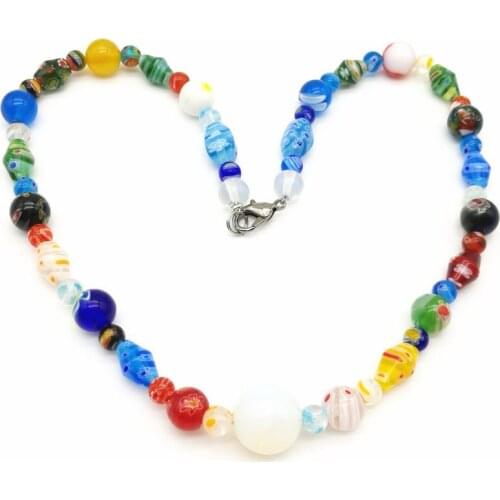 Fashion wheel Millefiori Murano Glass Necklace,Fashion Necklace 6-14mm