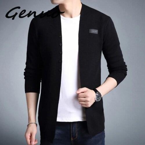 Genuo New Cardigan Men Casual Knitted Cotton Wool Sweater Men Clothes 2020 Autumn Winter New Mens Sweaters And Cardigans Coat