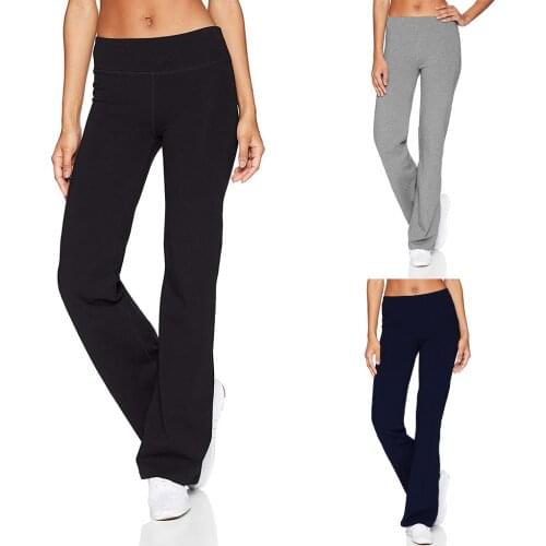 1PC Solid Color Mid-Waist Slim-Fit Buttocks Loose Yoga Pants Wide-Leg Sports Pants Ladies Trousers Exercise Running Casual Pants