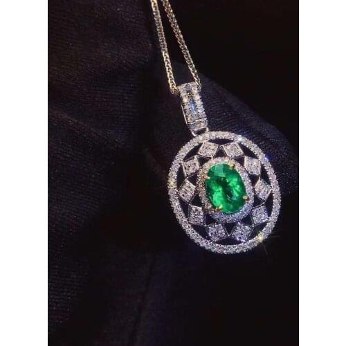 Natural And Real Emerald necklace pendant Free shipping 925 sterling silver gemstone For men or women