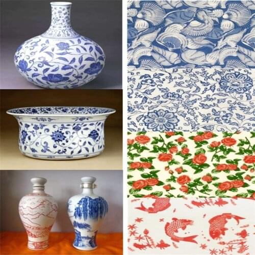 Transfer paper Ceramic underglaze Colorful flower paper Blue and White Sticker 54x37cm High Temperature Ceramic decals