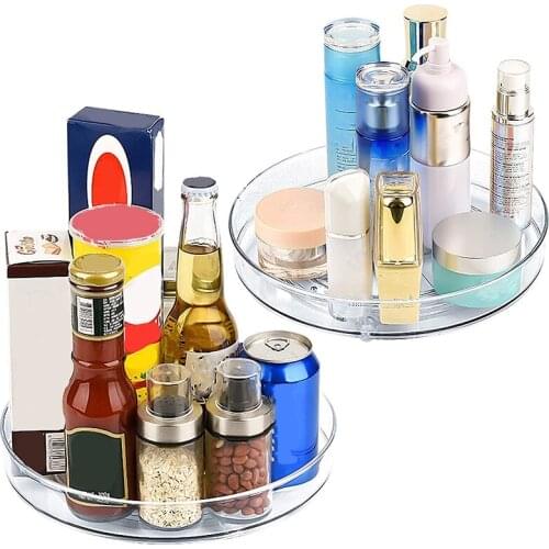 Storage Box Plastic Turntable Organizer Rotating Spice Rack Kitchen Storage Cosmetics Cosmetic Storage Box-ABUX