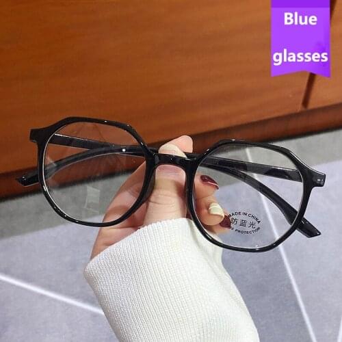Girlview retro polygonal glasses frame anti-blue light glasses female super light and comfortable student flat mirror