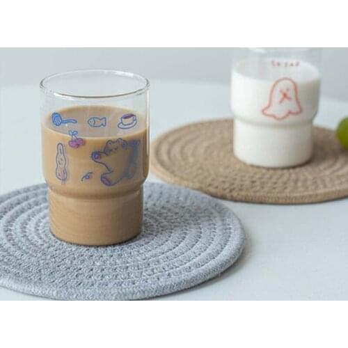 Transparent Coffee Mug Cartoon Coffee Milk Glass Cup Mug Korean Ins Cute Cups Water Bottle Cute Coffee Mug Breakfast Cute Glass